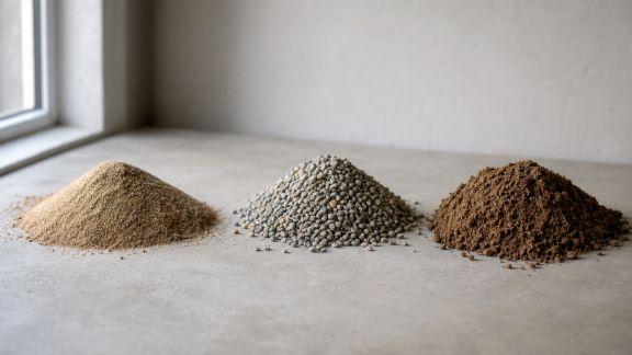 Comparer l’utilisation du sable, du gravier et du sol technique dans la scénographie